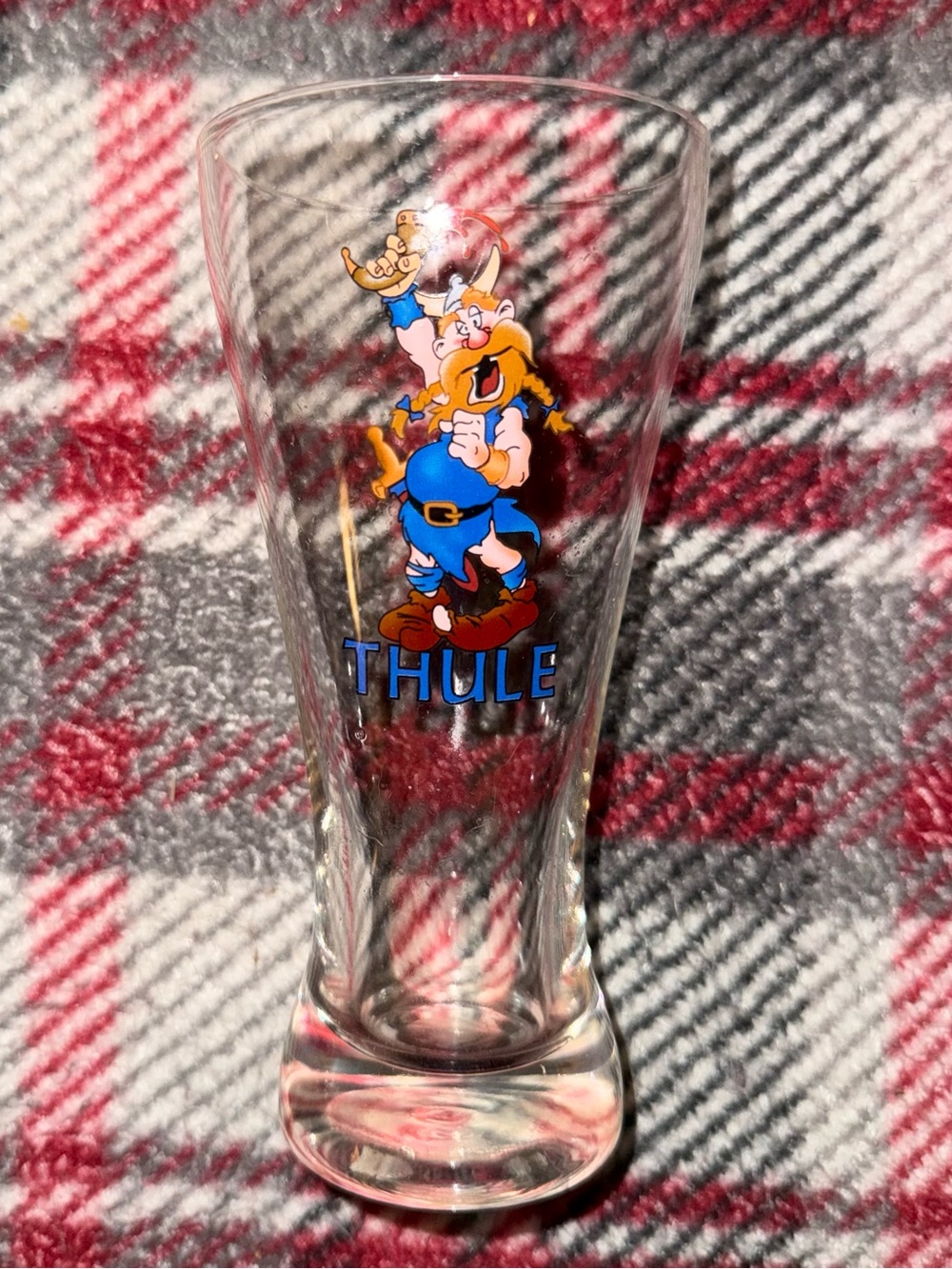 Vintage Thule Beer Glass with Viking Graphic Stein